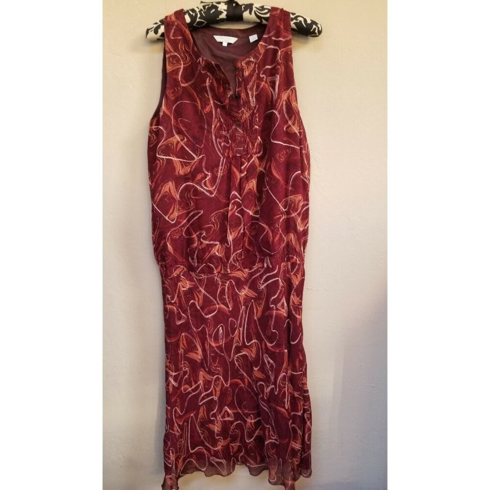 Audrey Talbott Carmel Womens Split Neck Sleeveless Midi Dress Size 4 Maroon